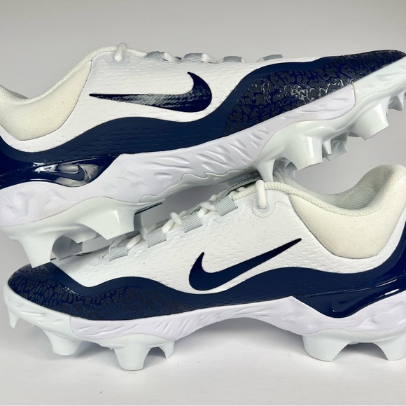 Nike Alpha Huarache Elite 4 Low MCS White Midnight Navy Baseball Cleats Sz 11.5 - Picture 7 of 10